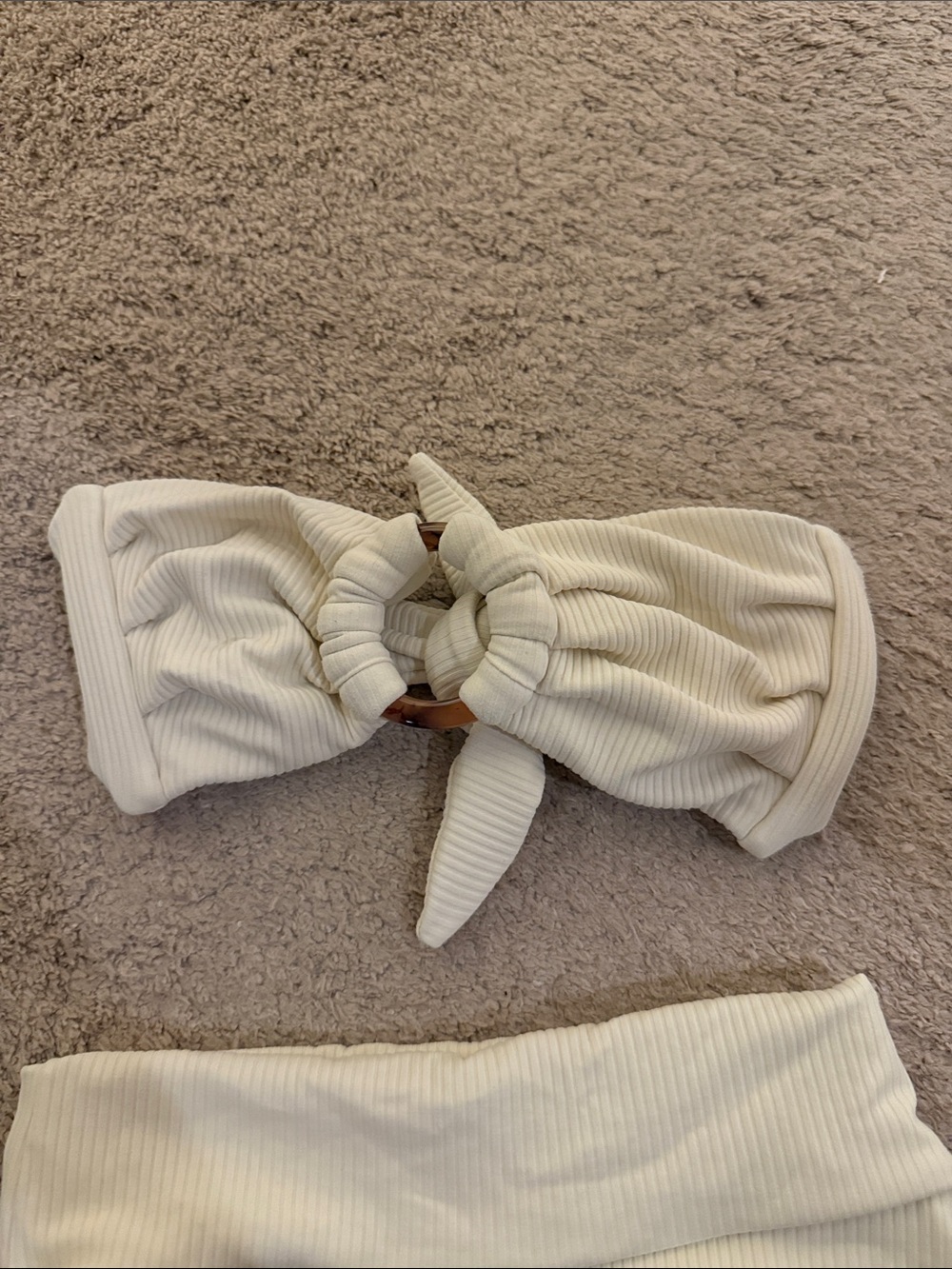 Montce size small Cream Ribbed High-Waist Bikini Set - Picture 3 of 5